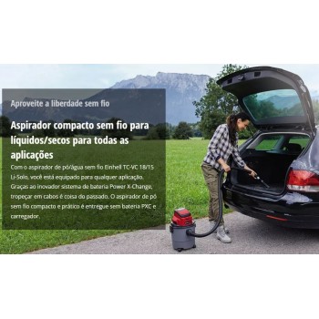 ASPIRADOR SÓLIDOS E LÍQUIDOS SEM FIO EINHELL POWERXCHANGE A BATERIA